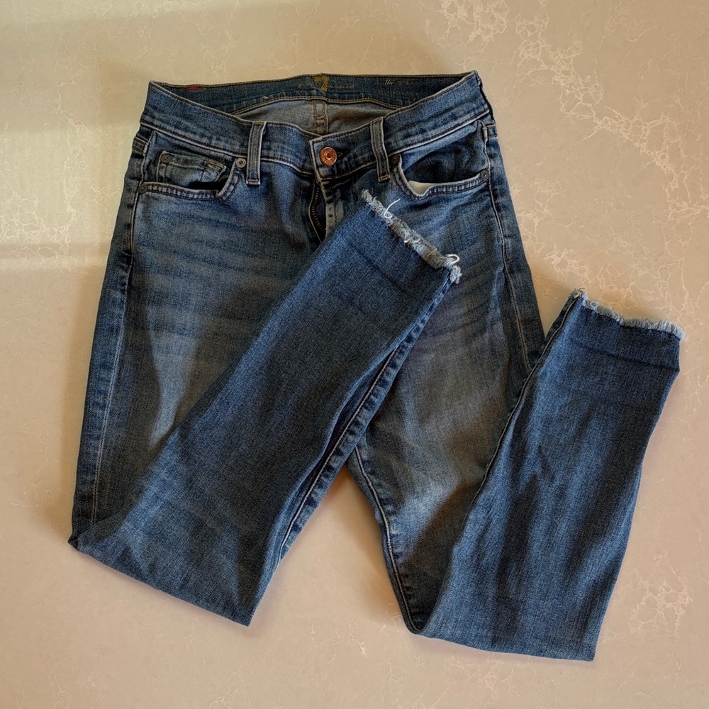 7 For All Mankind Blue Ankle Jeans